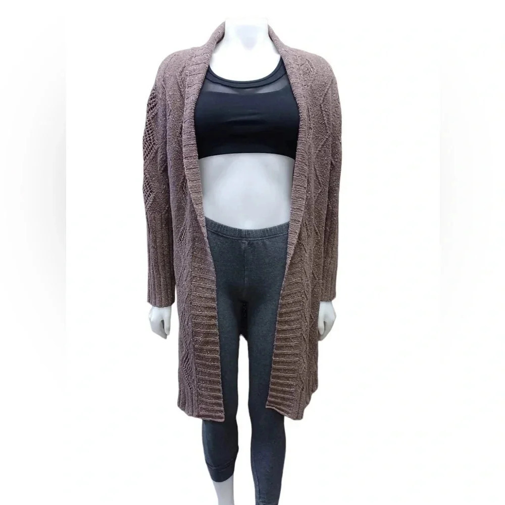 J. Jill Open Front Knit Cardigan Sweater Brown Size Medium
